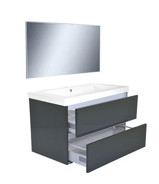 Vision meubelset (incl. spiegel) 100 cm houtnerf grijs