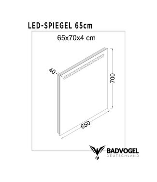 Led Spiegel Touch On/Off + Defogger 65cm — 65cm / 65cm