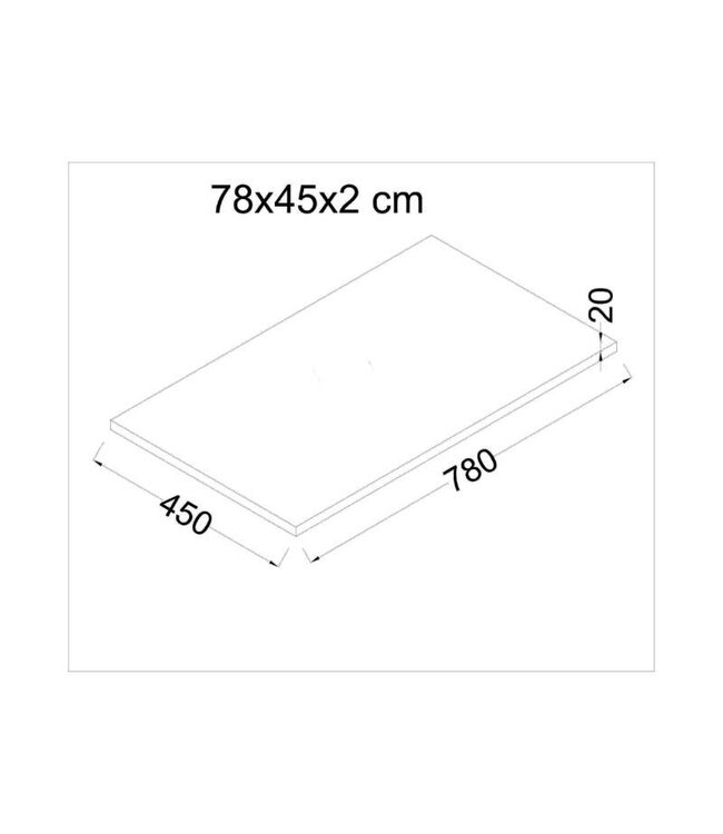 Wastafelblad 80x45x2 cm Quartz / Wit — Wit / 80x45x2 cm