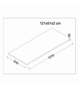 Wastafelblad 120x50x2 cm Quartz / Wit — Wit / 120x50x2 cm