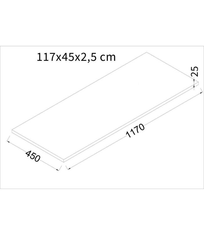 Wastafelblad 120x45x2.5 cm MDF / Zwart — Zwart / 120x45x2.5 cm