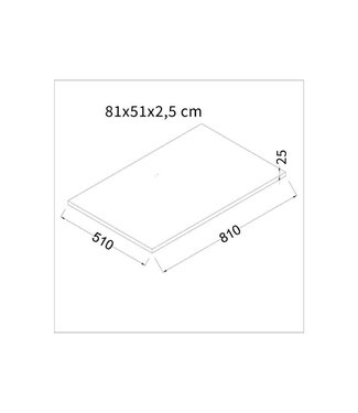 Wastafelblad 80x50x2.5 cm MDF / Zwart — Zwart / 80x50x2.5 cm