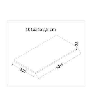 Wastafelblad 100x50x2.5 cm MDF / Zwart — Zwart / 100x50x2.5 cm