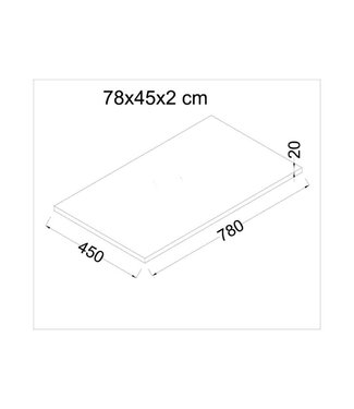 Wastafelblad 80x45x2 cm Quartz / Wit — Wit / 80x45x2 cm