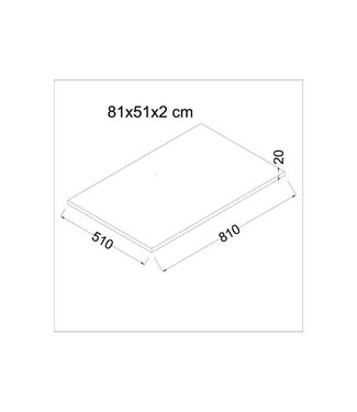 Wastafelblad 80x50 Quartz / Zwart — Zwart / 80x50x2 cm