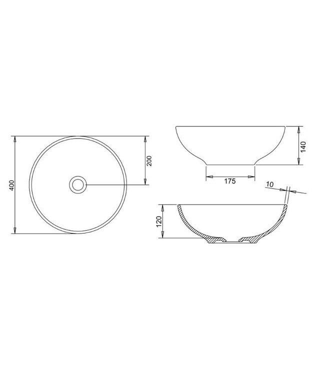 Waskom Keramiek Toledo Ronde 40cm / Mat Antraciet — Mat Antraciet / 40cm