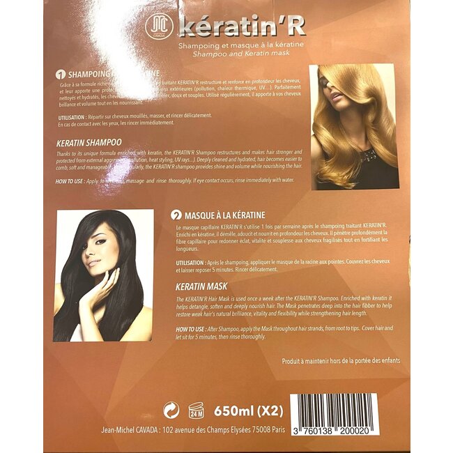 Jean Michel Cavada Box Keratin Shampoo + Keratin Mask 2 x 650ml