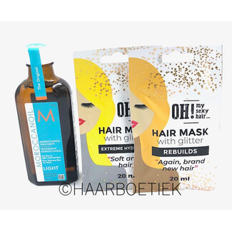 MOROCCANOIL Traitement lÃ©ger 100 ml + 2 x 20 ml masque capillaire scintillant