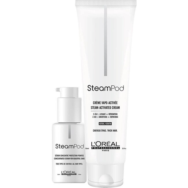 L'ORÉAL steampod set dik haar 1 X  creme+ 1 X serum