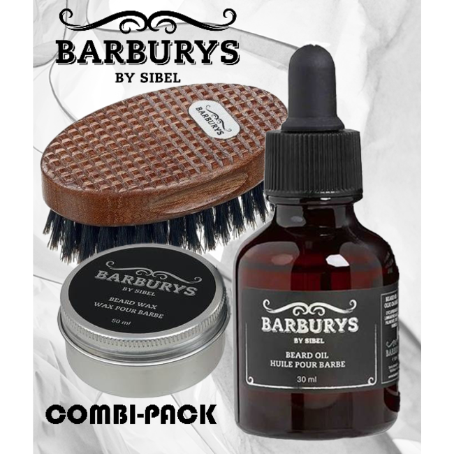 Barburys Combi pack - Baardverzorging Borstel, Olie & Baardwax