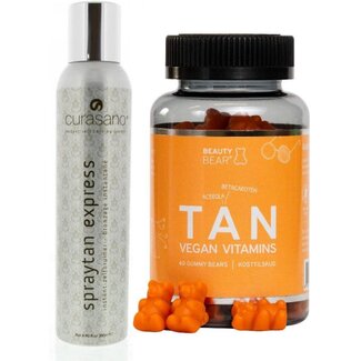 CURASANO Tanning Spray, 50ml + Beauty Bear Hair Vitamines Tan Vitamines, 60 Gummies