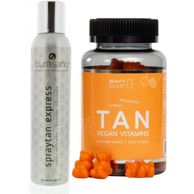 CURASANO Tanning Spray, 50ml + Beauty Bear Hair Vitamines Tan Vitamines, 60 Gummies