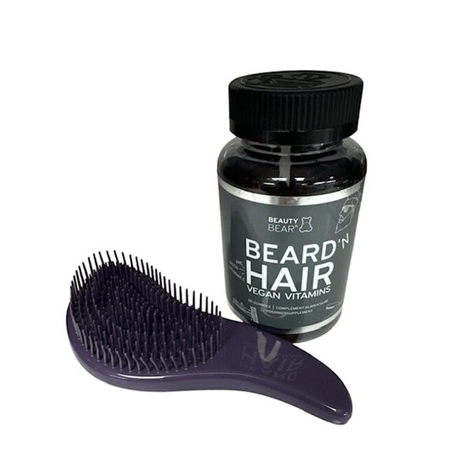 BEAUTY BEAR Beard 'n hair Vitamines + Di-melo borstel (Kleuren verschillen)