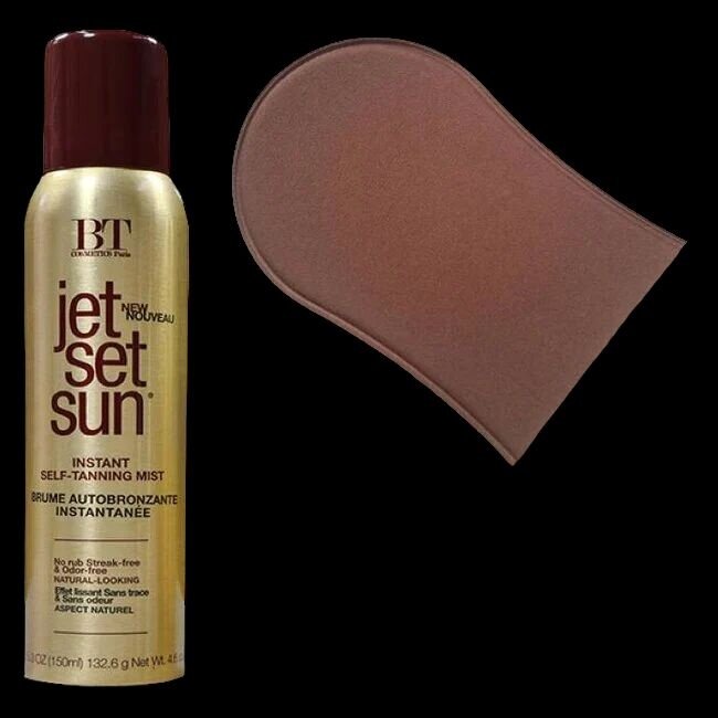 JET SET SUN Instant Bronzer Self Tanning Mist. 150ml + Handschoen