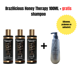 BRAZILICIOUS Honey Therapy Keratine 3 x 100ml + Gratis shampoo 320ml