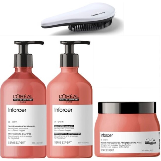 L'ORÉAL Inforcer - 500ML - Shampoo + Conditioner + Masker + Ontwarborstel