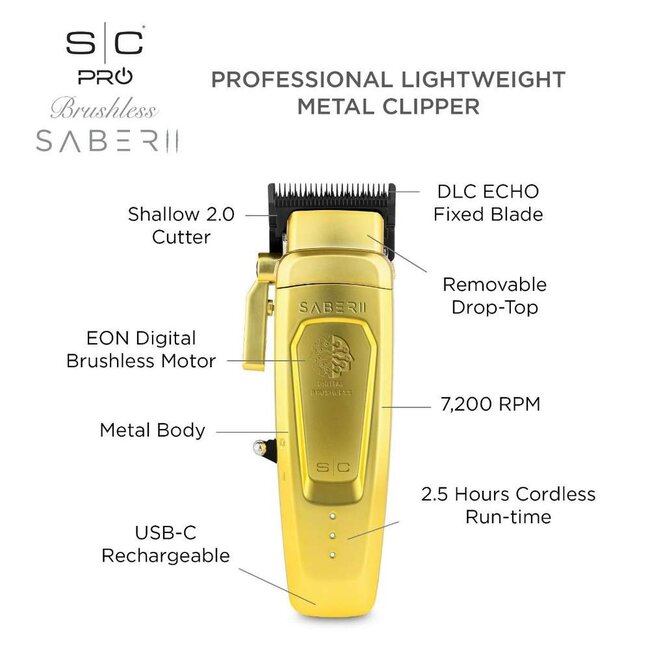 STYLECRAFT Pro Brushless SABER II Gold Clipper