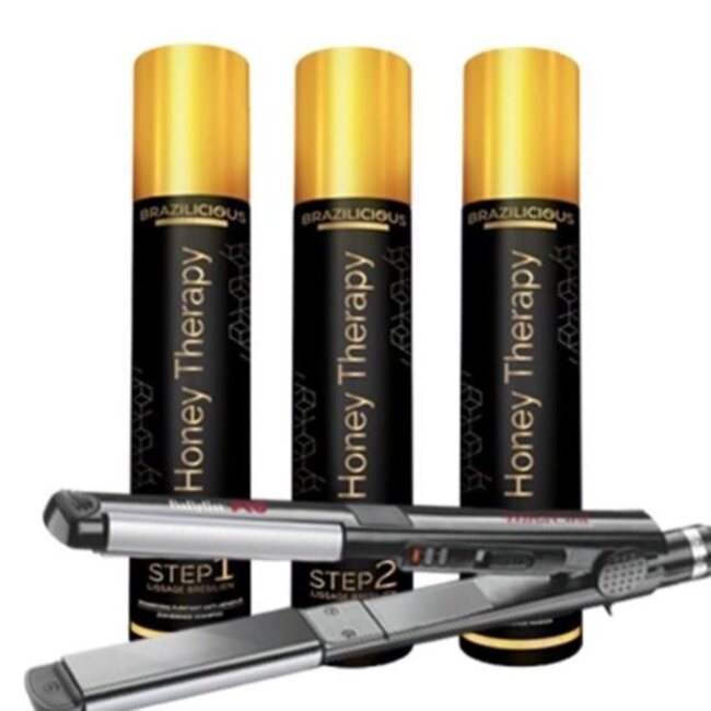 BRAZILICIOUS Honey Therapy Keratine 3 x 1000ml + Babyliss Pro Stijltang
