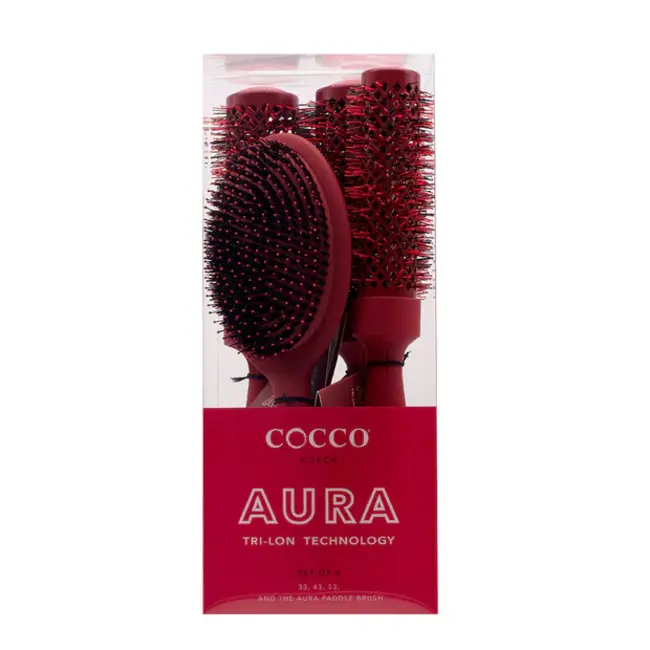 COCCO Aura Brush Set Red 4pcs - brush set