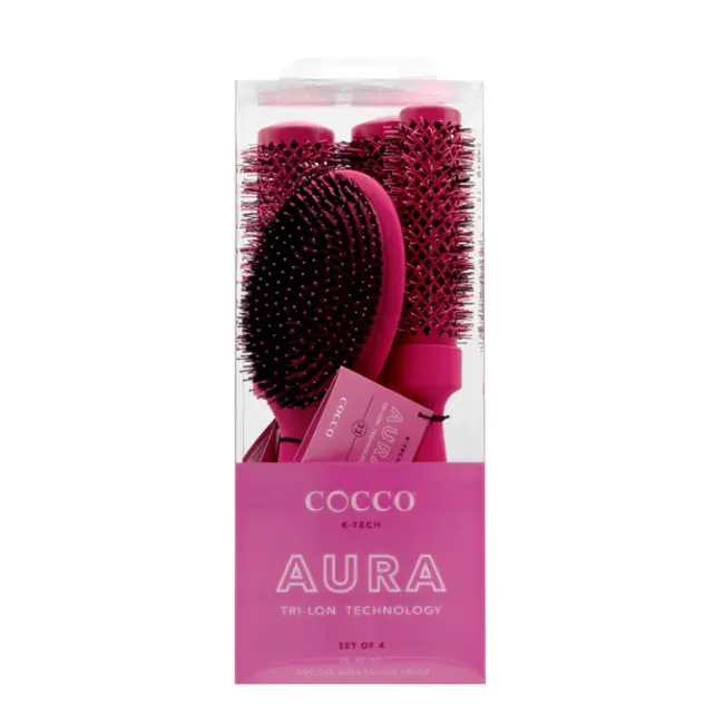 COCCO Aura Brush Set Pink 4pcs - brush set