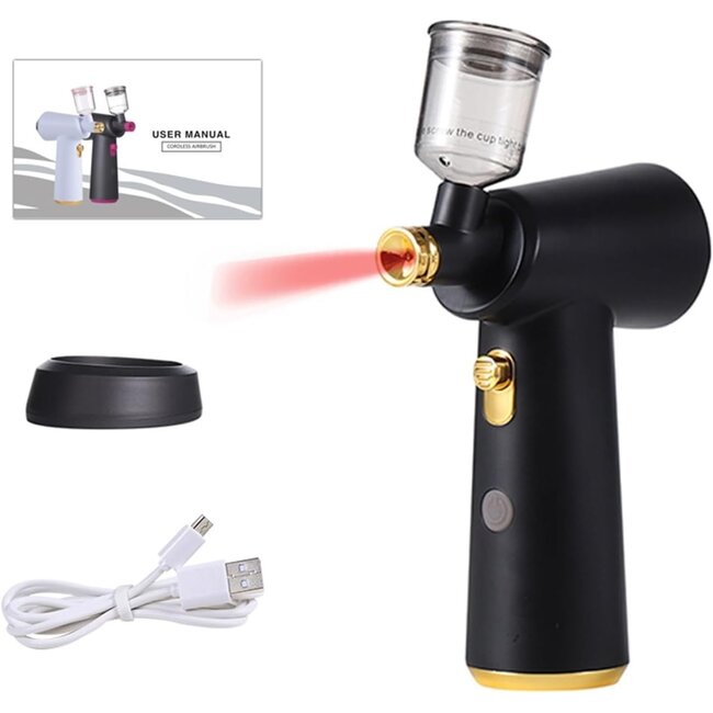 SAMLUX Airbrush Gun  BLACK / GOLD + Inkt Black 60ml