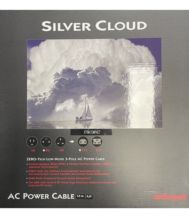 Audioquest Silver Cloud XTRM 1,5 meter C13 - Stroomkabel