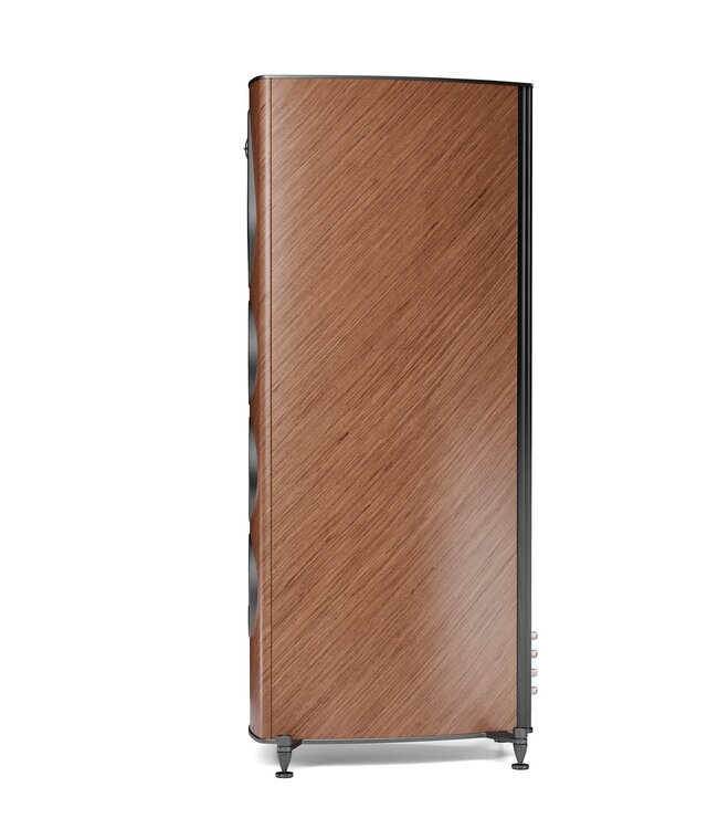 Sonus faber Olympica G3 V: flagship 3-weg vloerstaande luidspreker met 1,1-inch Damped Apex Dome-tweeter, 6,5-inch Camelia-midrange met stofvering, drie 6,5-inch woofers, Phase Coherence Crossover met IFF Paracross Topology en 45-graden herringbone fineer