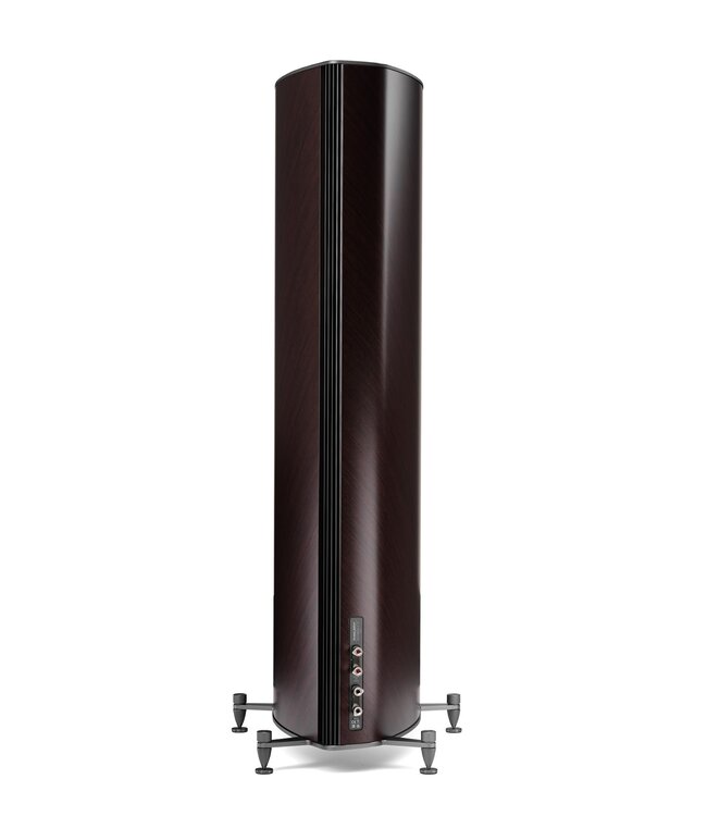 Sonus faber Olympica G3 V: flagship 3-weg vloerstaande luidspreker met 1,1-inch Damped Apex Dome-tweeter, 6,5-inch Camelia-midrange met stofvering, drie 6,5-inch woofers, Phase Coherence Crossover met IFF Paracross Topology en 45-graden herringbone fineer