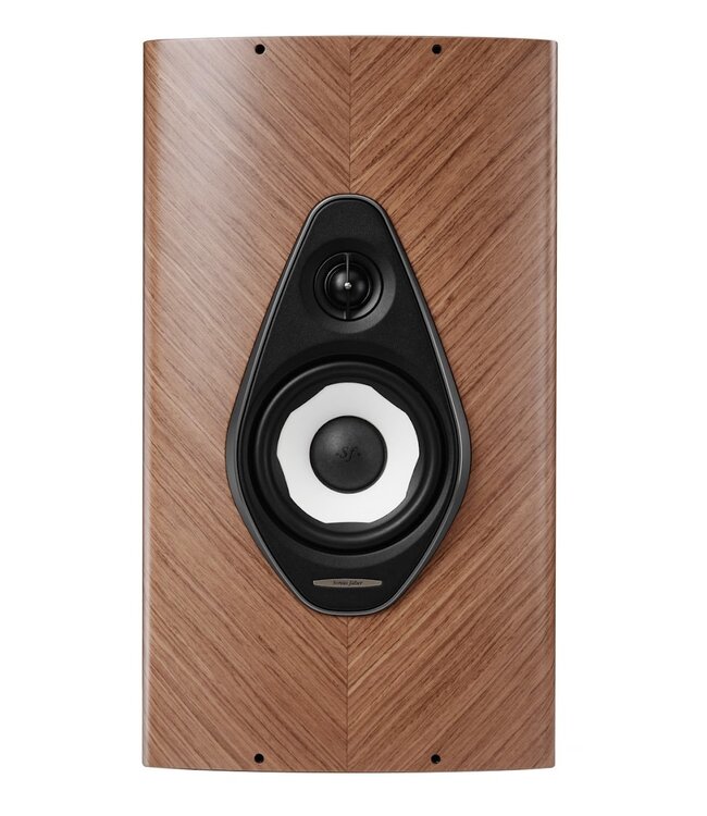Sonus faber Olympica G3 Wall: 2-weg on-wall luidspreker met 1,1-inch Damped Apex Dome-tweeter, 6,5-inch Camelia-midwoofer, Phase Coherence Crossover met IFF Paracross Topology, 45-graden herringbone fineer en slank profiel van 215mm diepte