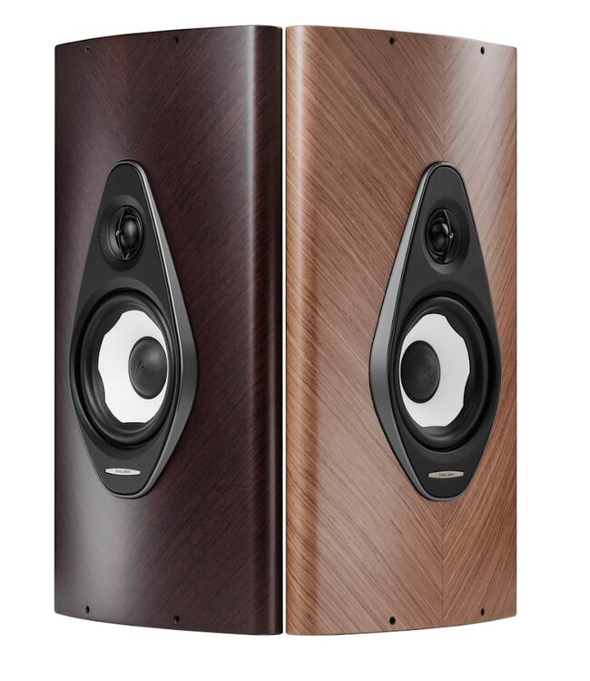Sonus faber Olympica G3 Wall: 2-weg on-wall luidspreker met 1,1-inch Damped Apex Dome-tweeter, 6,5-inch Camelia-midwoofer, Phase Coherence Crossover met IFF Paracross Topology, 45-graden herringbone fineer en slank profiel van 215mm diepte