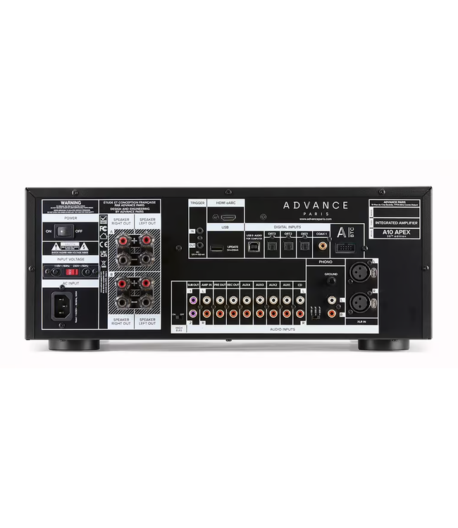 Advance Paris A10 APEX: hybride versterker met buizenvoorversterker, 2x130W, XLR en HDMI eARC