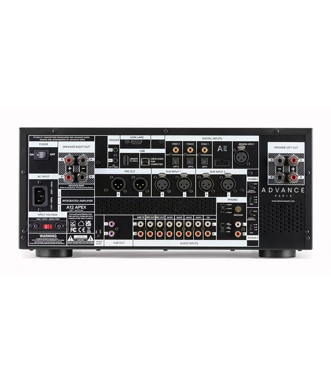 Advance Paris A12 APEX: Dual-Mono hybride versterker met buizenvoorversterker, 2x190W en HDMI eARC