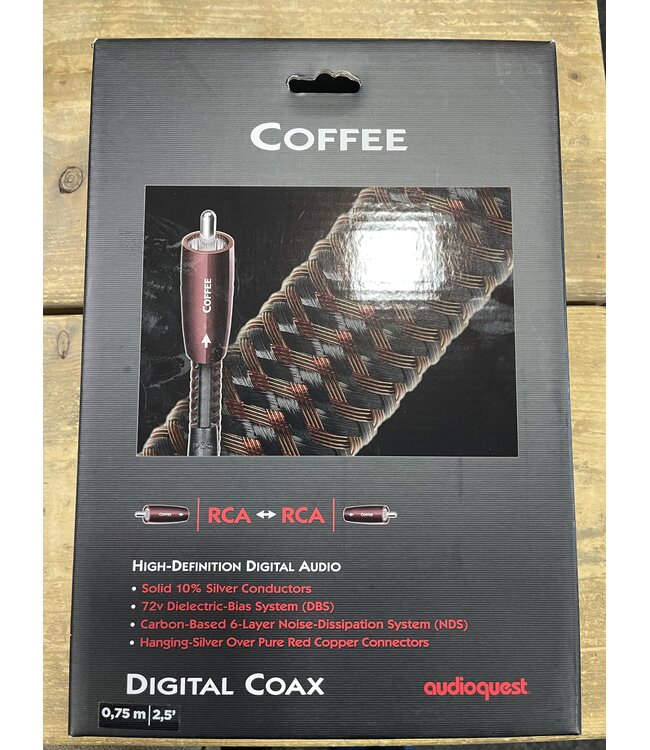 Audioquest Coffee Digital Coax 0,75 Meter – 10% Verzilverde Geleiders, DBS en 6-Laags NDS | Demomodel in Originele Verpakking