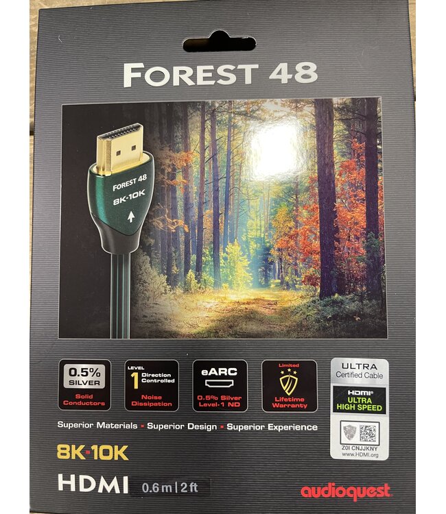 Audioquest Forest 48 HDMI 0,6 Meter – 48Gbps, 8K/10K, eARC en 0,5% Silver-Plated Copper | Nieuw in Beschadigde Verpakking