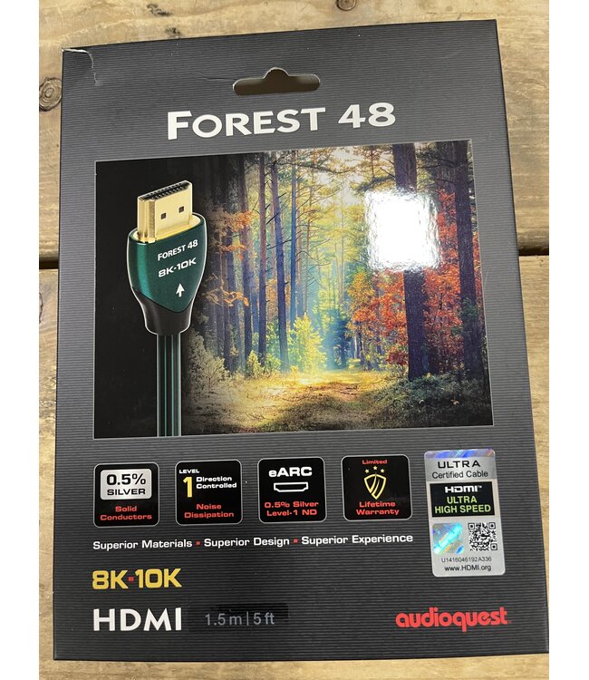 Audioquest Forest 48 HDMI 1,5 Meter – 48Gbps, 8K/10K, eARC en 0,5% Silver-Plated Copper | Nieuw in Beschadigde Verpakking