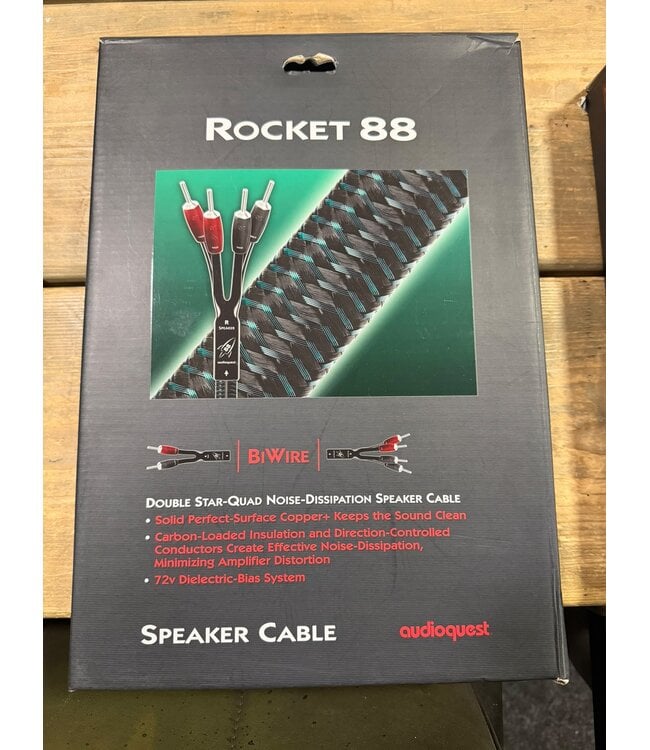 Audioquest Rocket 88 BiWire Luidsprekerkabel 2,5 Meter – PSC+ Geleiders, Dubbel Star-Quad Geometrie en DBS | Via Inruil Verkregen