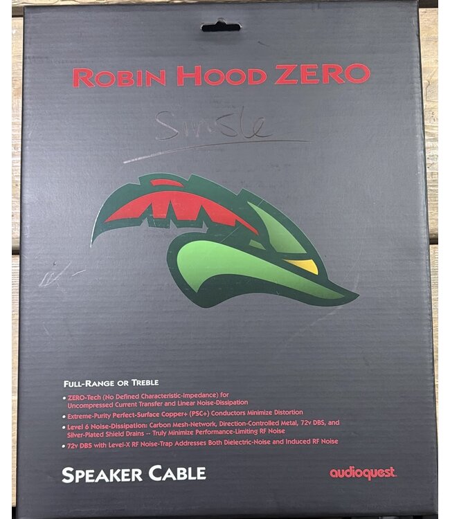 Audioquest Robin Hood ZERO Single Luidsprekerkabel 2 Meter – PSC+ Geleiders, ZERO-Tech en 72V DBS | Via Inruil – Levenslange Garantie