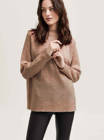 Selected Femme SLF Lulu Knit High Neck Amphora Melange