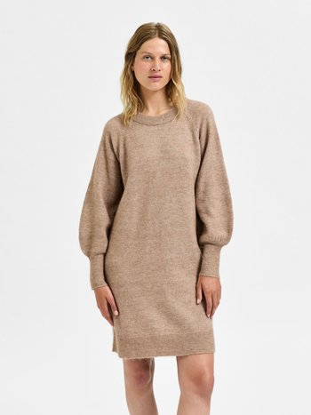 Selected Femme SLF Lulu gebreide jurk beige