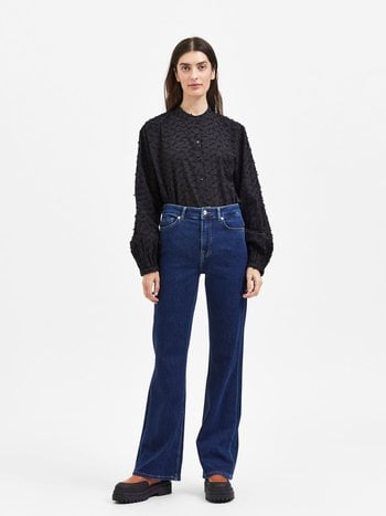 Selected Femme SLF Alice Long Wide Chin Blue Denim Jeans