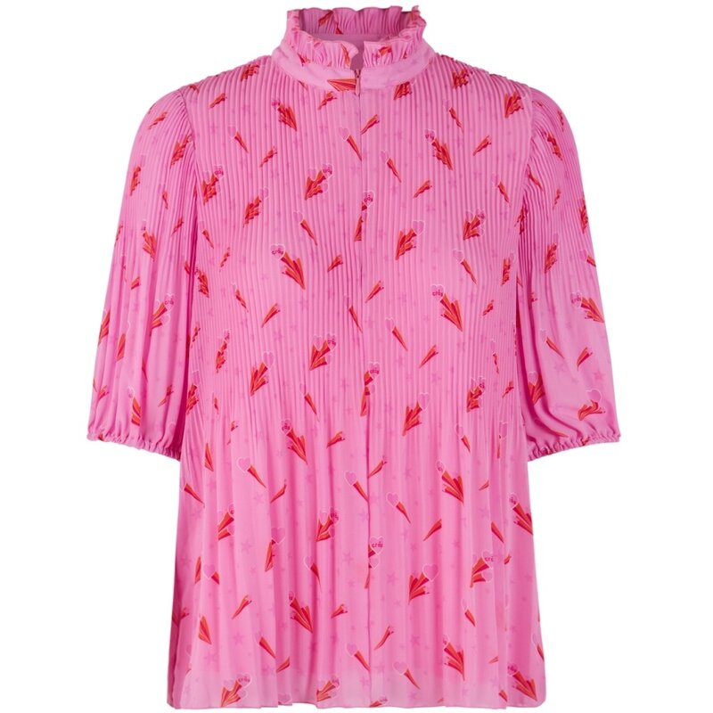 Cras Breecras top met roze hartjes print