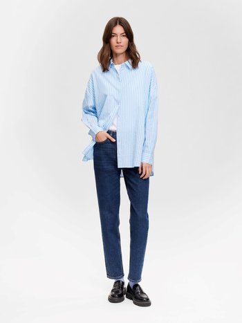 Selected Femme SLF Femma Sanni Striped Shirt Cashmere Blue