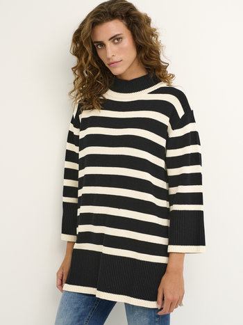 Culture CU Ewy Rollneck Black & White Stripes