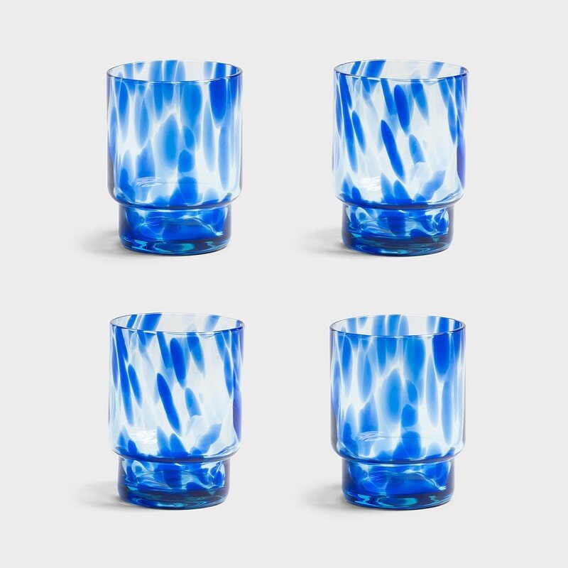 &Klevering Glass tortoise blue set of 4