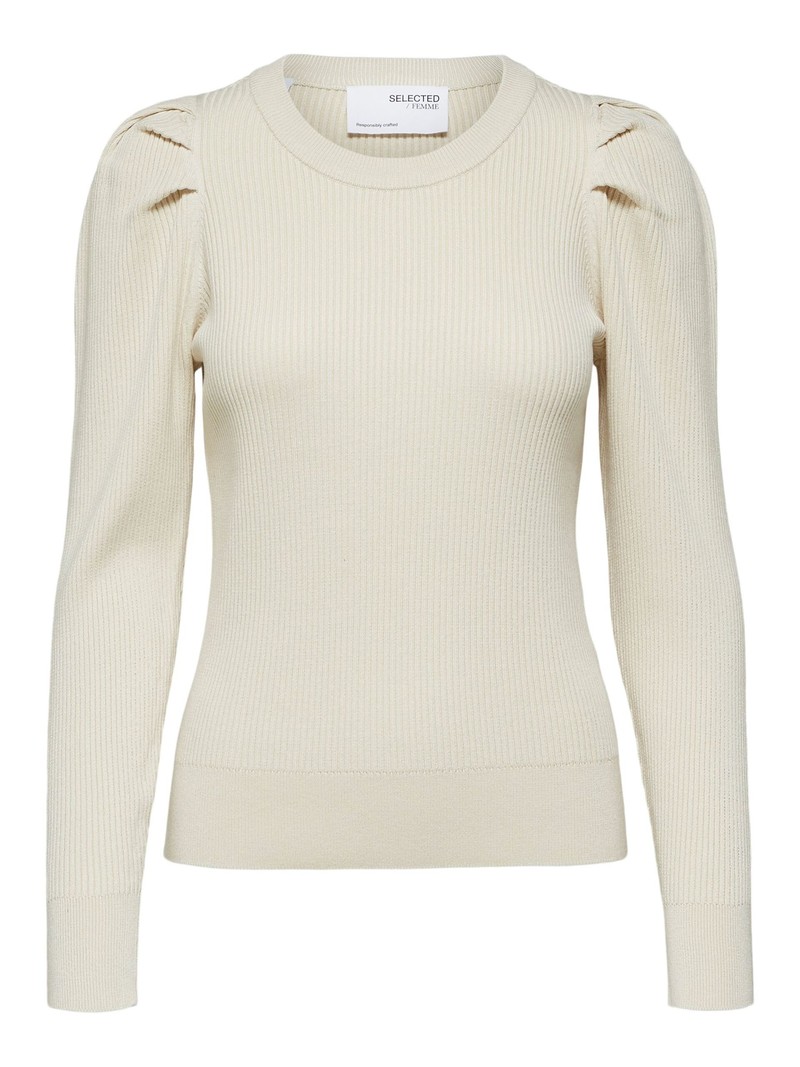 Selected Femme SLF Isla LS Knit O-neck B noos Birch