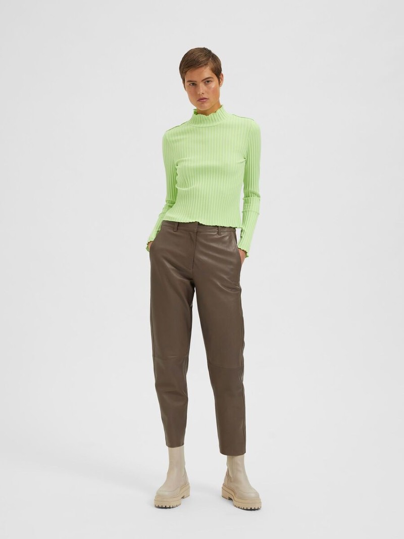 Selected Femme SLF Wilma LS high neck Top Pistachio Green