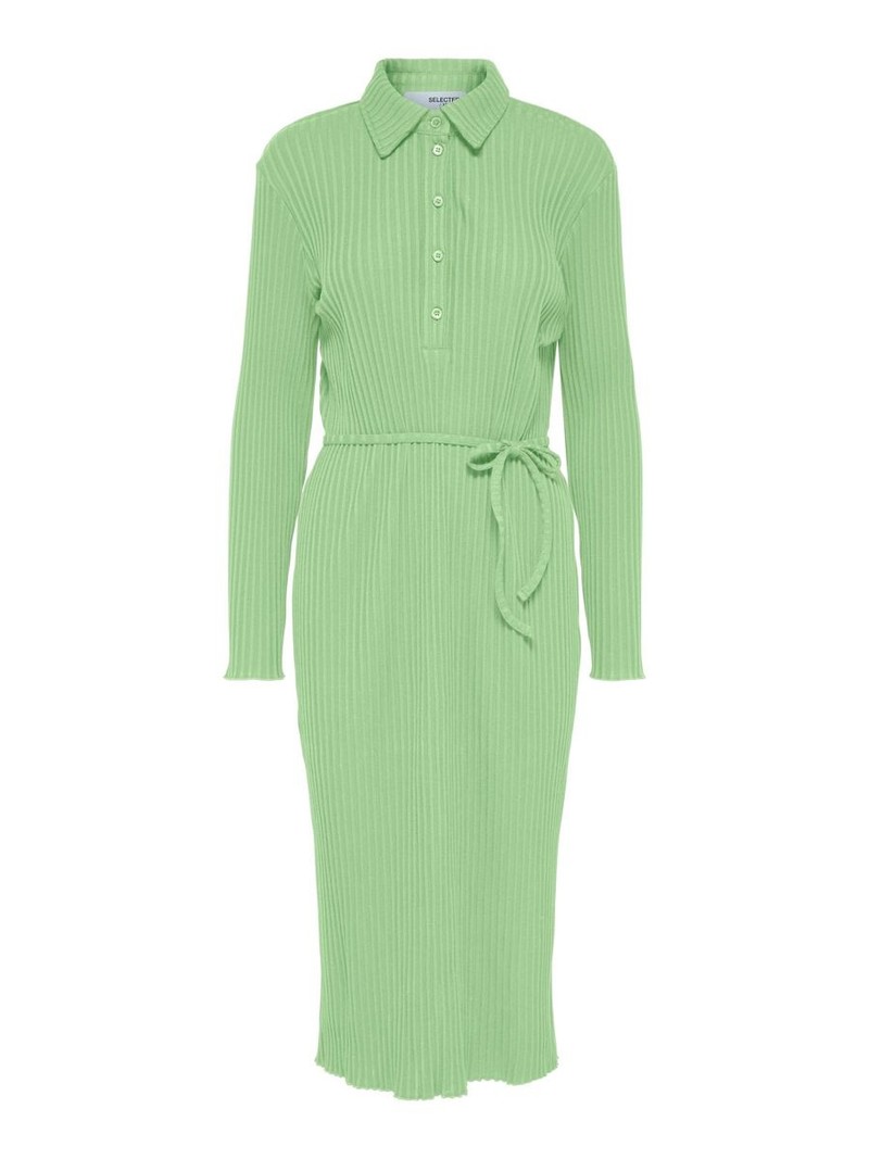 Selected Femme SLF Wilma LS midi dress Pistachio Green