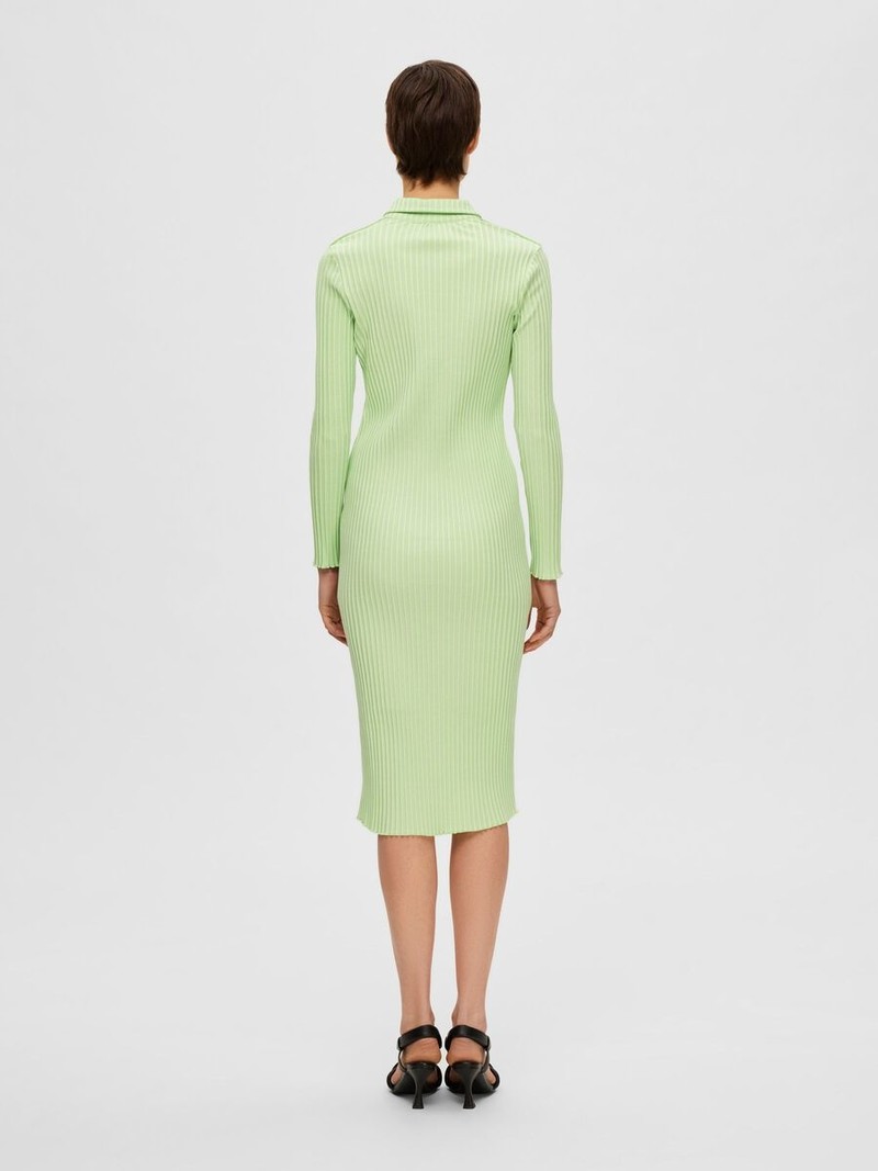 Selected Femme SLF Wilma LS midi dress Pistachio Green