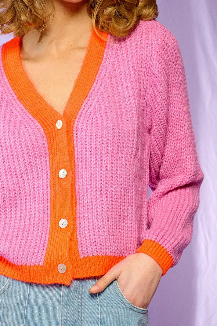 Noella Tally Knit Cardigan Neon