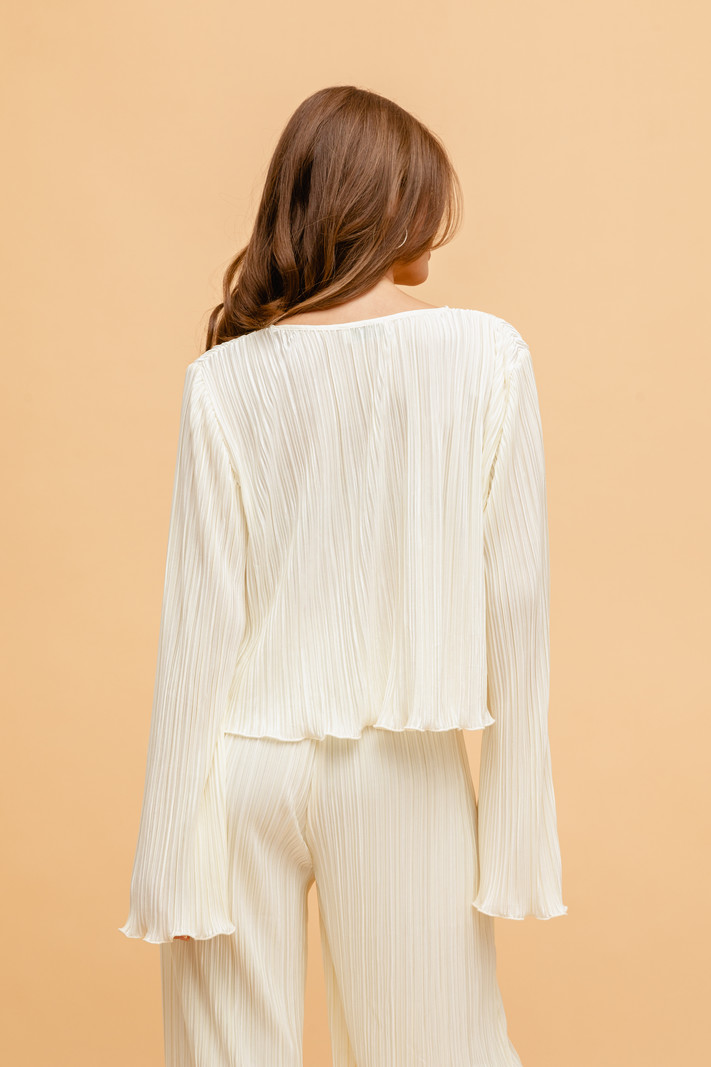 Rut & Circle Matilde Pleated Top Off White